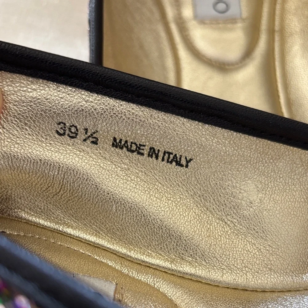 Jimmy Choo Glitter Flats with Black Trim - Picture 3 of 8